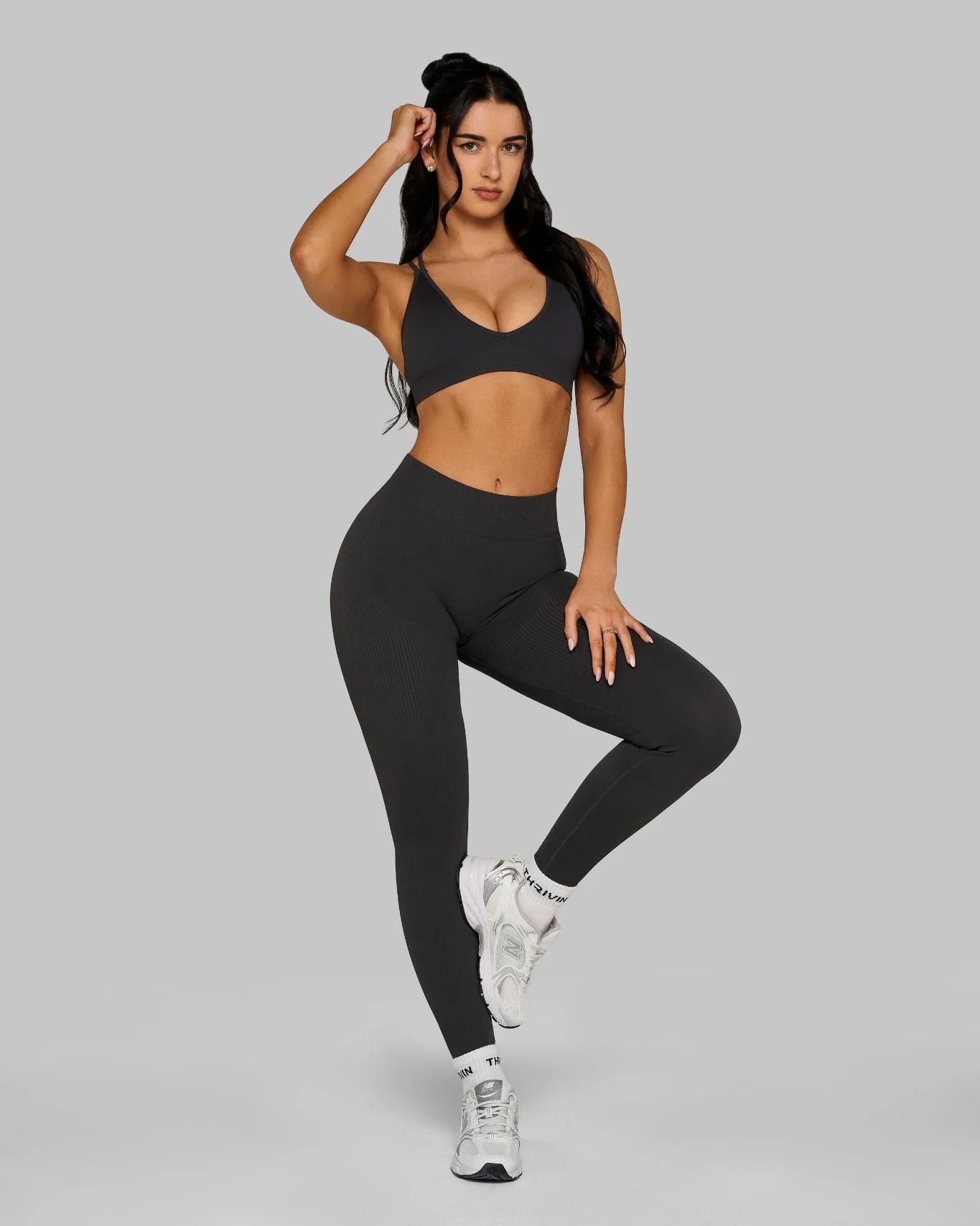 Elevate™ Sculpting Mid Waist Scrunch Leggings | Charcoal Grey - Image 5