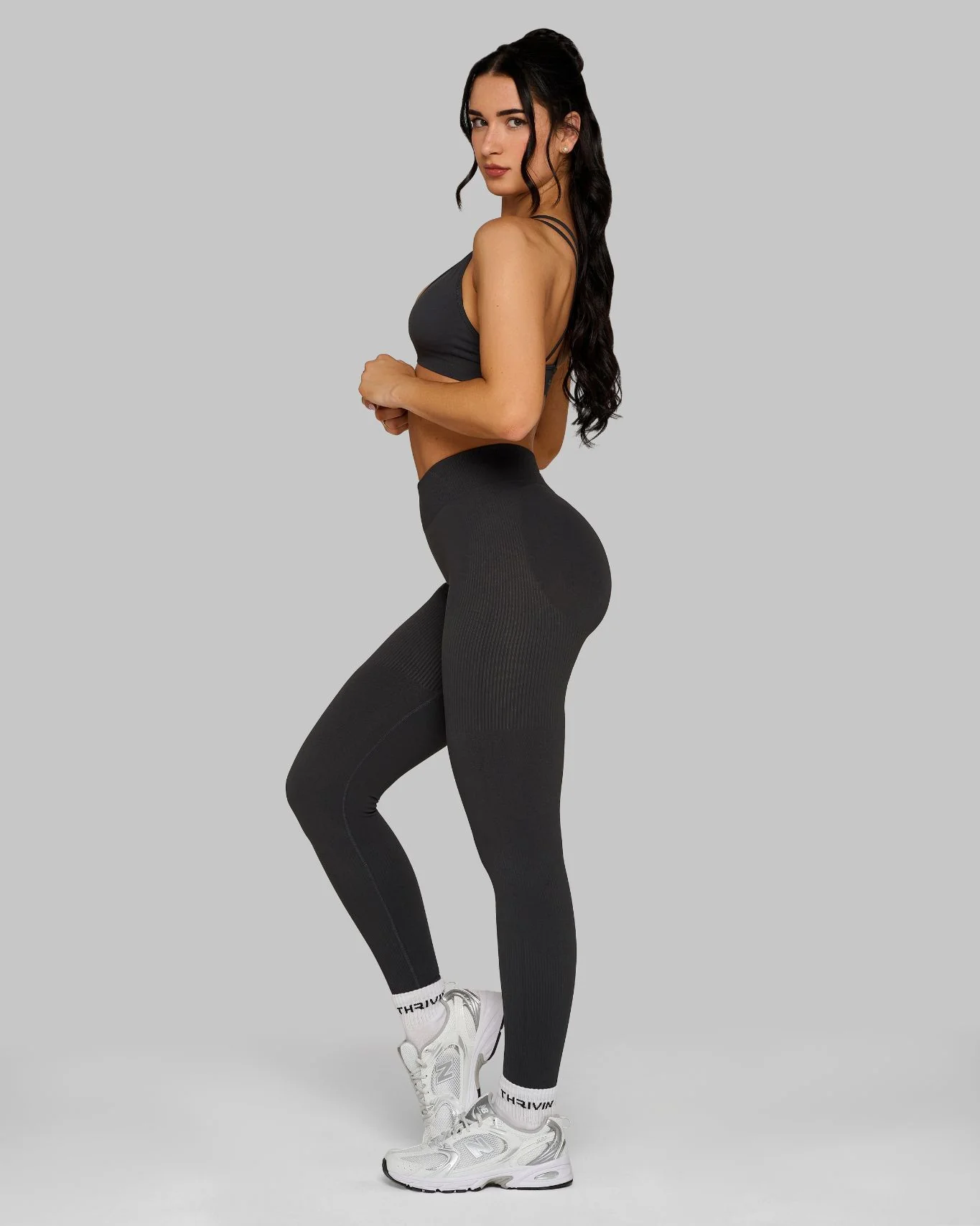 Elevate™ Sculpting Mid Waist Scrunch Leggings | Charcoal Grey - Image 6