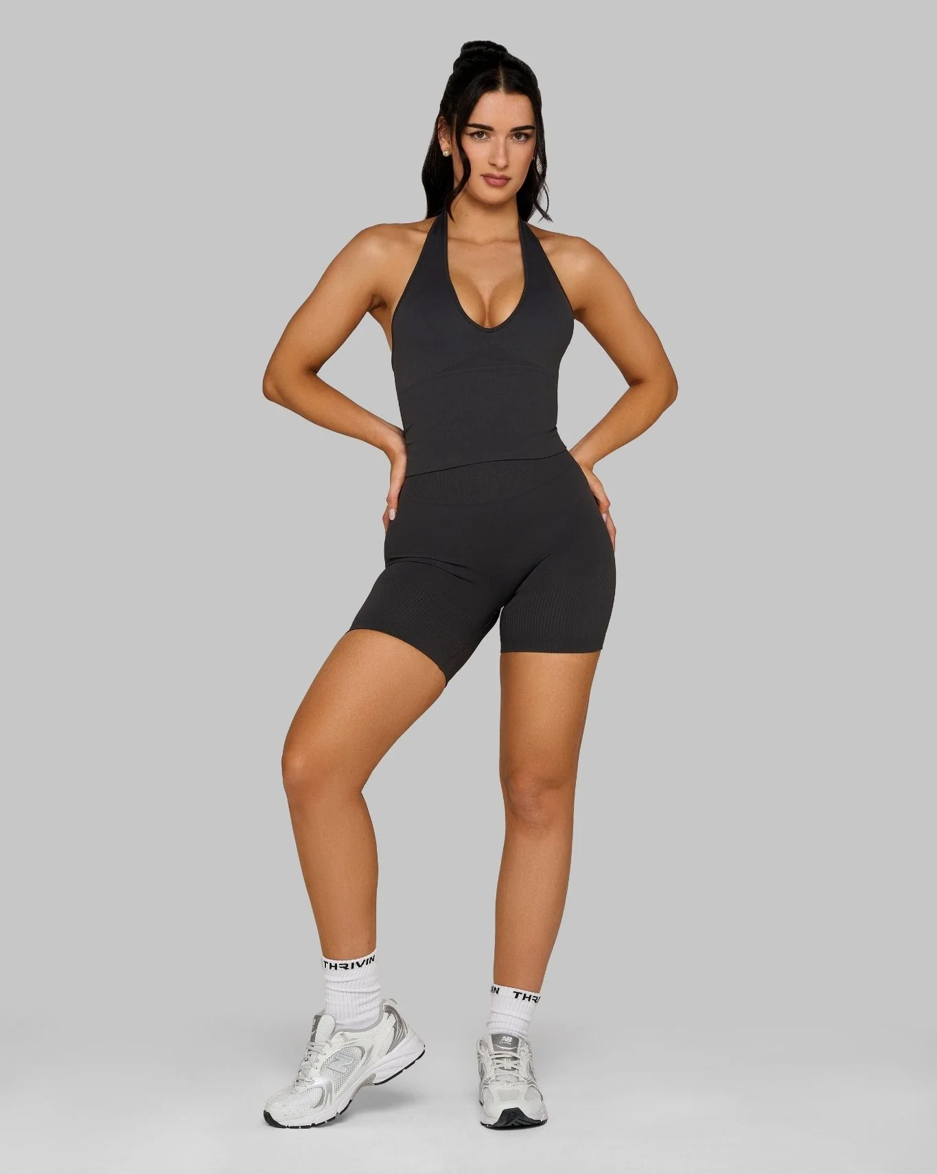 Elevate™ Sculpting Seamless Halterneck Top | Charcoal Grey - Image 4