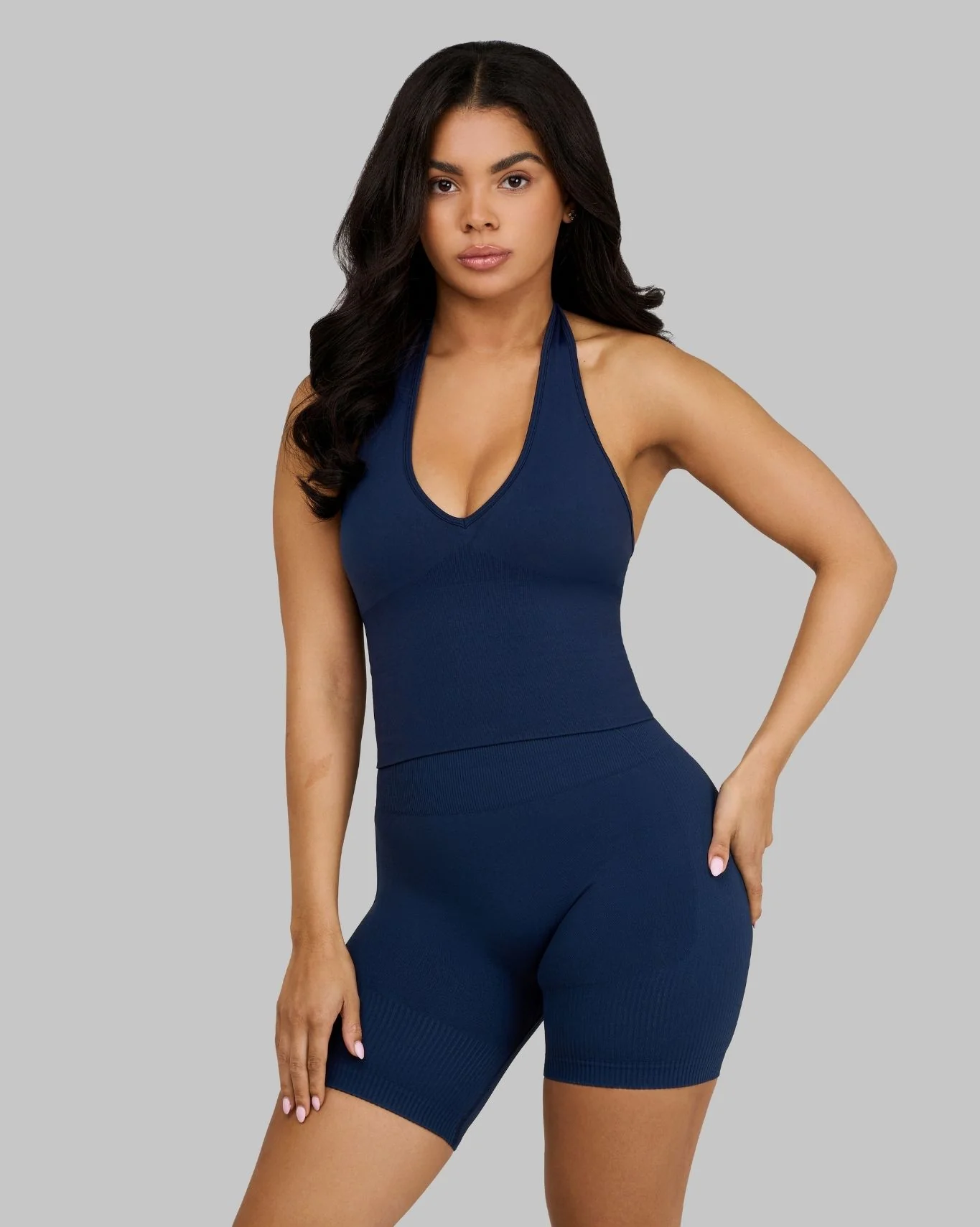 Elevate™ Sculpting Seamless Halterneck Top | Midnight Navy - Image 3