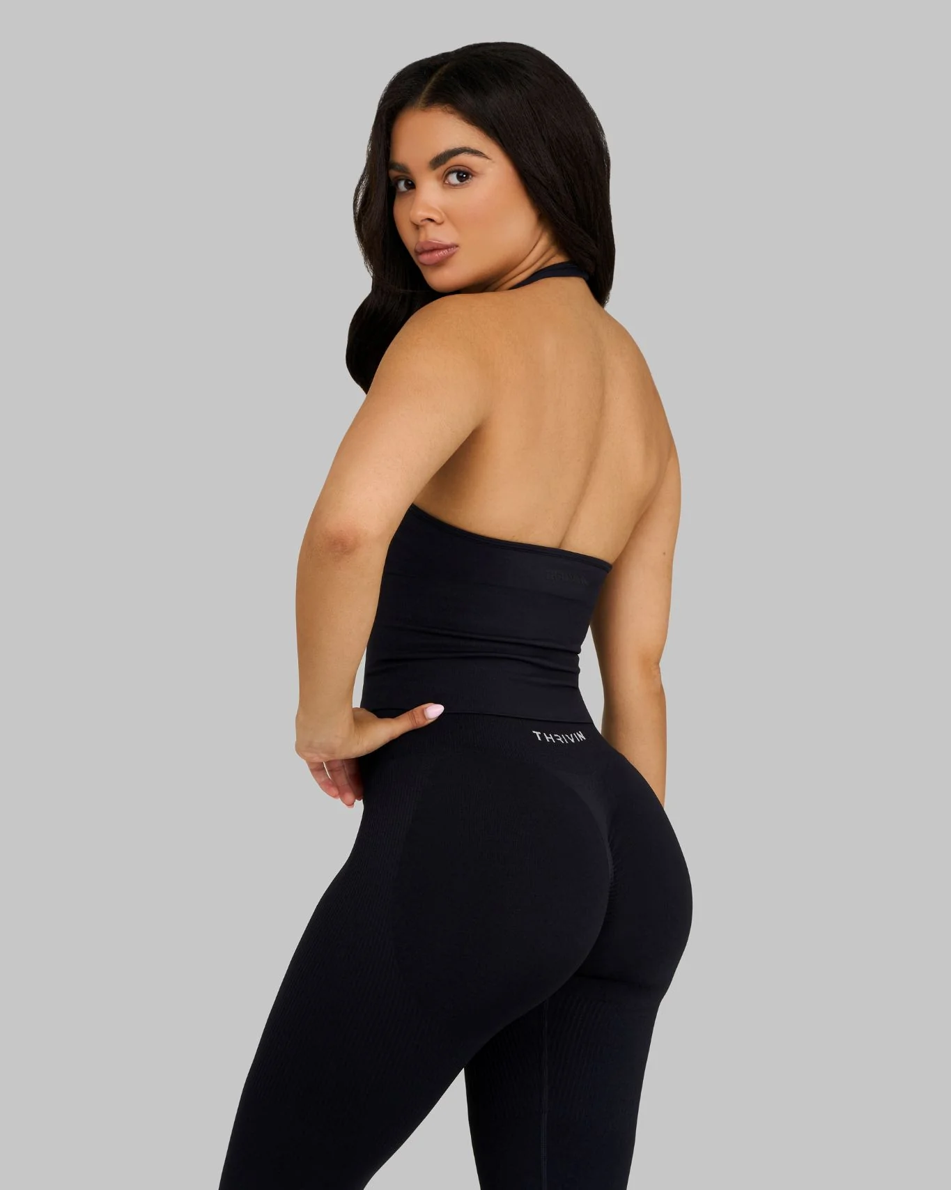 Elevate™ Sculpting Seamless Halterneck Top | Night Black - Image 4