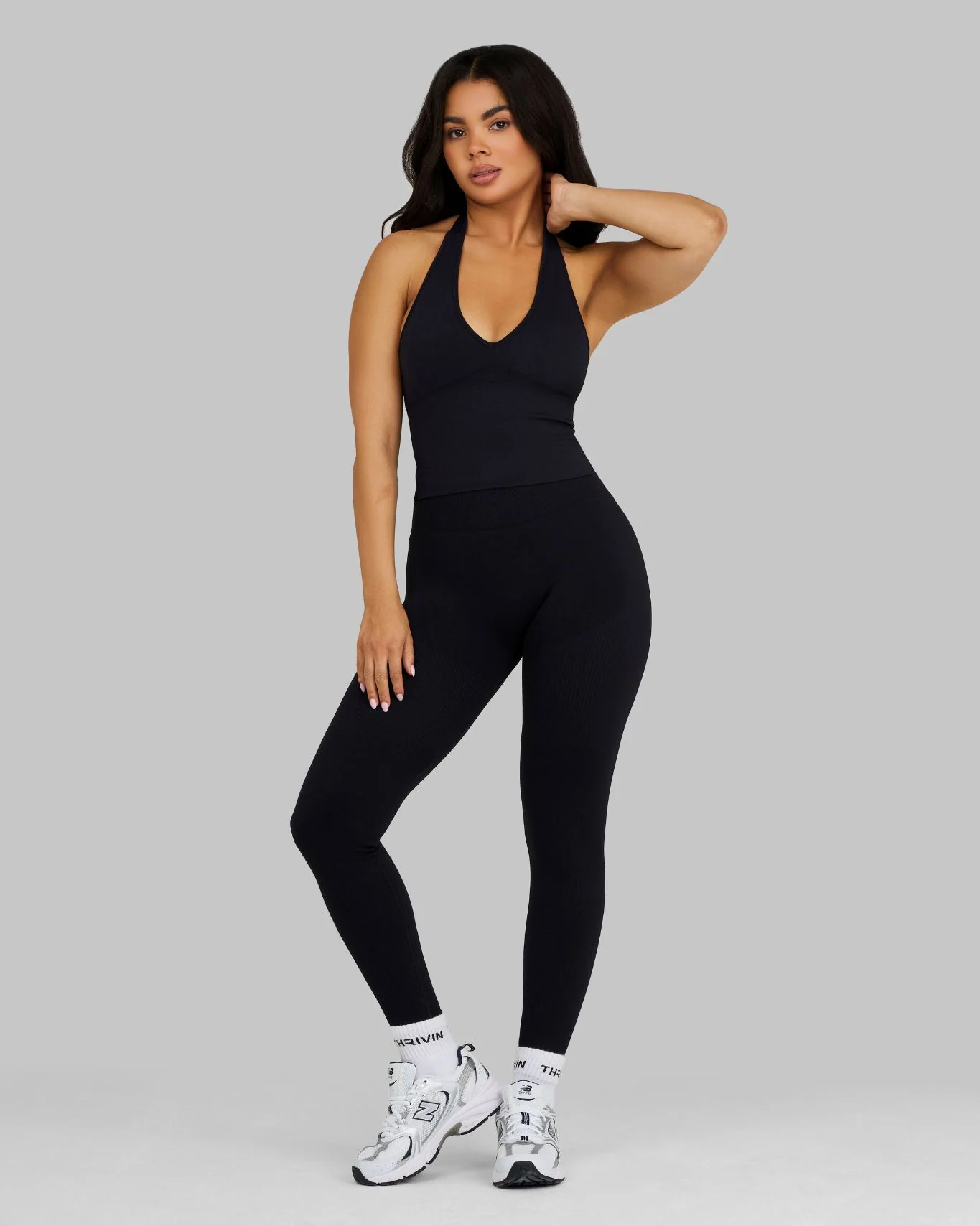 Elevate™ Sculpting Seamless Halterneck Top | Night Black - Image 5